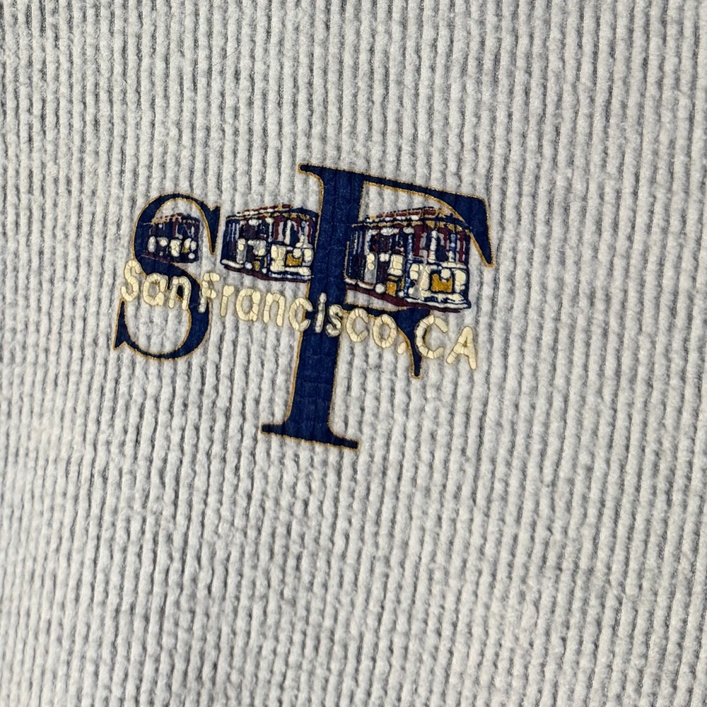 Men's San Francisco Trams Gray Corduroy Quarter-Zip Sweater - Picture 4 of 8